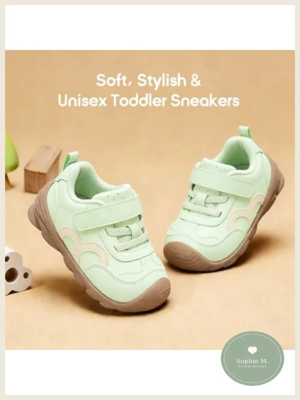 Toddler Sneakers Wide Toe Box Hook-and-Loop Walking Shoes Non-Slip Sole Unisex